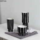Axyaa Stripe Ceramic Vase Flower Pots Desk Decor Ornaments Craft Floral Vases