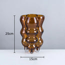 Axyaa Brown Glass Vase Hydroponics Modern Design Floral Decor Vase
