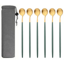Axyaa Matte Stainless Steel Long Handled Stir Spoon Set