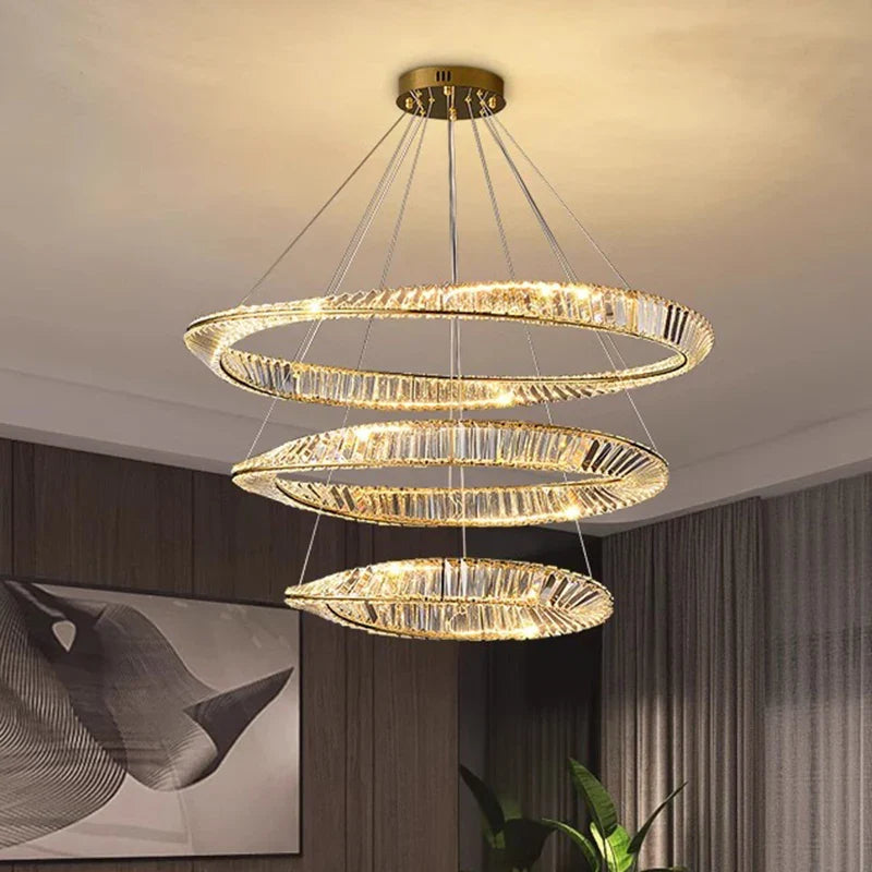 Axyaa Crystal Chandelier: Luxury Living Room & Bedroom Pendant Light