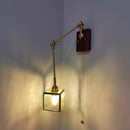 Axyaa Cube Glass LED Wall Sconce, Walnut Wood, Pull Chain Switch, 2 Arms