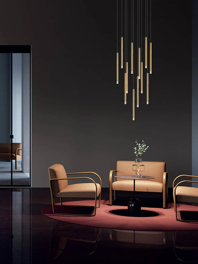 Axyaa Copper Cylinder Chandelier - Modern Nordic Kitchen & Living Room Lamp