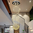 Axyaa Modern Luxury Crystal Chandelier LED Large Staircase Light for Living Room Lobby