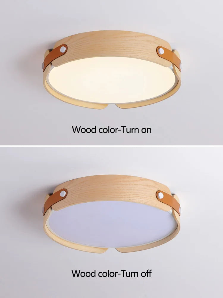 Axyaa Walnut Round Ceiling Lamp - Japanese Nordic Modern Bedroom Lighting