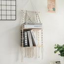 Axyaa Macrame Wall Hanging Shelf Boho Home Decor Wood Decoration Bedroom Living Room