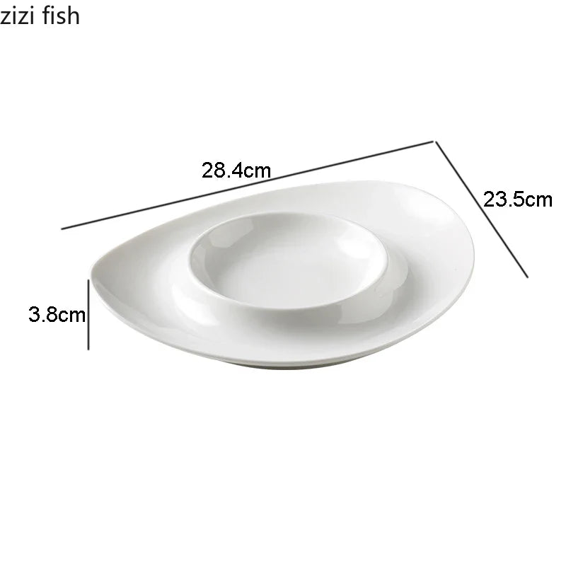 Axya Irregular Solid Color Ceramic Plate Set for Tableware and Snacks