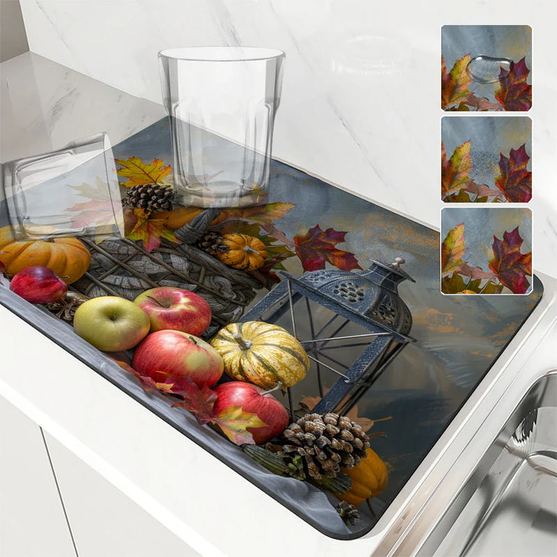 Axyaa Thanksgiving Kitchen Drying Mat Set