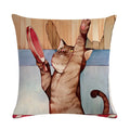 Axyaa Cartoon Cat Linen Pillow Cover for Leisure Sofa Chair Decor 45*45cm