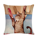 Axyaa Cartoon Cat Linen Pillow Cover for Leisure Sofa Chair Decor 45*45cm