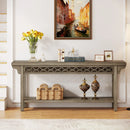 Axyaa Farmhouse Console Table with Storage, Solid Wood Grey Couch Table