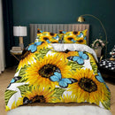 Axyaa Yellow Sunflower Floral Duvet Cover Set for Kids Girls Boys