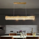 Axyaa Crystal LED Pendant Lights Steel Lustre Modern Dining Room Hanging Fixture