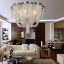 Axyaa Chrome Aluminum Chain Pendant LED Ceiling Light Fixture