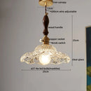 Axyaa Modern Copper Glass LED Pendant Lamp with Wood Handle