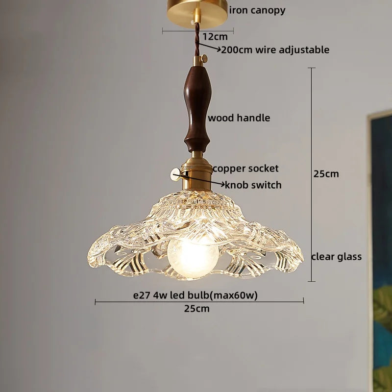 Axyaa Copper Glass LED Pendant Light - Nordic Style for Bedroom, Kitchen, Bar, Stairway