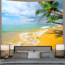 Beach Turtle Tapestry Coconut Tree Wave Wall Hanging Towel Room Decor by Axyaa