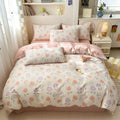 Axyaa Minimalist Cartoon Design Duvet Cover Set in 100% Cotton, 4-Piece Bedding Collection