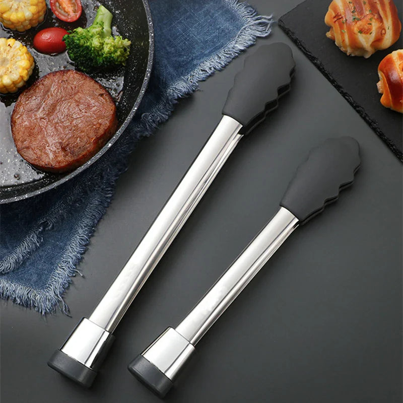 Axyaa Silicone Head Kitchen BBQ Tongs for Outdoor Picnic and Home Cooking