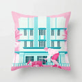 Pink Anime City Print Polyester Pillowcase 45x45cm for Bedroom Living Room by Axyaa.