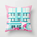 Pink Anime City Print Polyester Pillowcase 45x45cm for Bedroom Living Room by Axyaa.