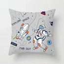 Axyaa Space Cat Moon Cushion Cover Universe Sun Planet Rocket Pillowcase