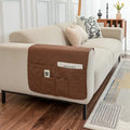 Axyaa Armrest Pad Storage Layer Modern Sofa Cover Khaki Gray