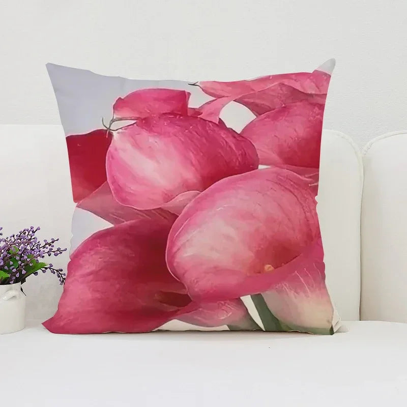 Axyaa Velvet Floral Pillow Covers for Home Decor and Sofa, 50x50 Throw Pillowcases