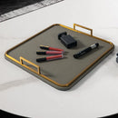 Axya Square Leather Tray: Metal Frame Decorative Storage & Organizer