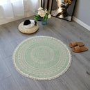 Axyaa Nordic Style Cotton Linen Round Carpets Boho Retro Handmade Floor Mats