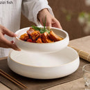Axyaa Circular Ceramic Salad Plate Set for Molecular Cuisine and Steaks