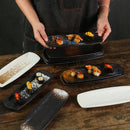 Axyaa Ceramic Rectangular Sushi Plate Folded Edge Dim Sum Tray