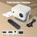 Axyaa 1080P 700ANSI 4K Android14 Projector Auto Keystone Focus Wifi6 BT5.2 Outdoor