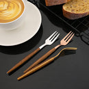 Axyaa Stainless Steel Wooden Handle Cutlery Set Dinnerware Flatware Knife Spoon Fork