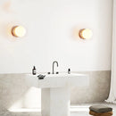 Axyaa LED Wall Lights Japan Style White Glass Yellow Travertine Pull Chain Switch