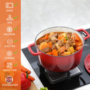 Axyaa 5L Cast Iron Dutch Oven with Enamelled Casserole, 23cm - 3 Color Options