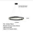 Axyaa Black Glass Ring Chandelier LED Pendant Light for Modern Nordic Home Decor