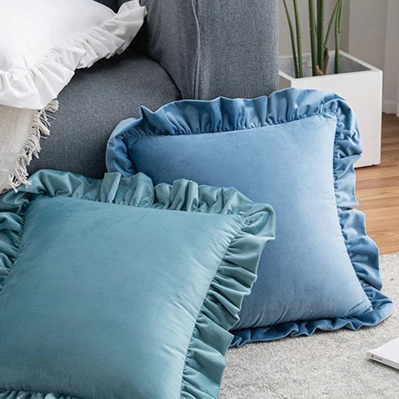 Axyaa Velvet Ruffle Cushion Cover for Home Decor 30x50/45/50cm