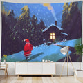 Axyaa Christmas Tapestry: Festive Holiday Scene Hanging Cloth for Home Decor