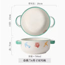 Axyaa 6-inch Kids Ceramic Steamed Egg Double Ear Bowl