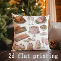 Axyaa Festive Santa & Deer Pattern Cushion Cover for Sofa, Bedroom, Car