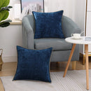 Luxury Blue Chenille Cushion Covers with Stitched Edge for Sofa Decor - Axyaa