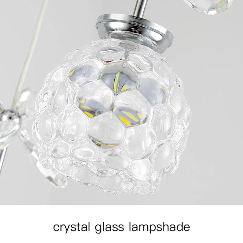 Axyaa Crystal Petal Ceiling Chandelier: Modern Round Chrome Hanging Light Fixture