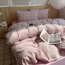 Axyaa Nordic Pink Stripes Cotton Duvet Cover 150x200 Girl's Room Comforter Set