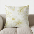 Axyaa Golden Floral & Palm Leaf Print Pillow Cover for Sofa, Bedroom, Car