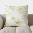 Axyaa Golden Floral & Palm Leaf Print Pillow Cover for Sofa, Bedroom, Car