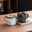 Axyaa Retro Ceramic Coffee Cup Set – 300ml Irregular Shape Drinkware Mug