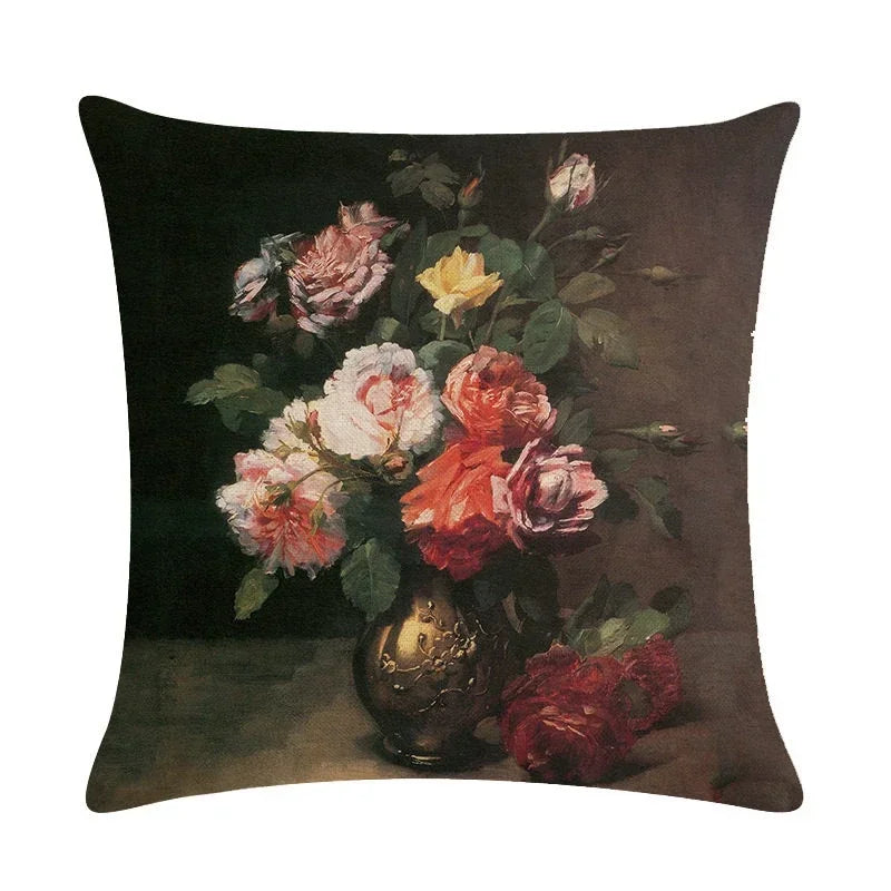 Sunflower Linen Throw Pillow Cover for Home Decor by Axyaa