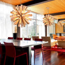 Axyaa Dandelion Wood Pendant Light: Wabi Sabi Chandelier for Home Decor