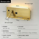Axyaa Modern LED Wall Lamp with Wireless Charging and USB Interface