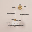 Axyaa Ceramic LED Wall Lamp with Pull Chain Switch, Up Down Rotation